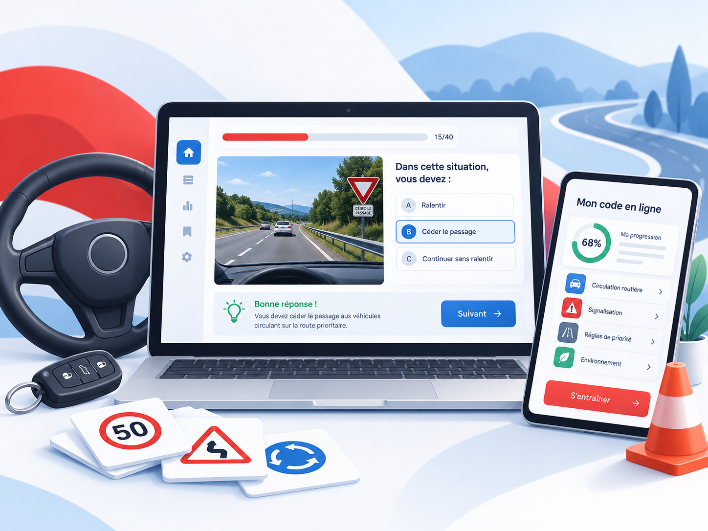 Code de la route en ligne avec CFCA Auto-école